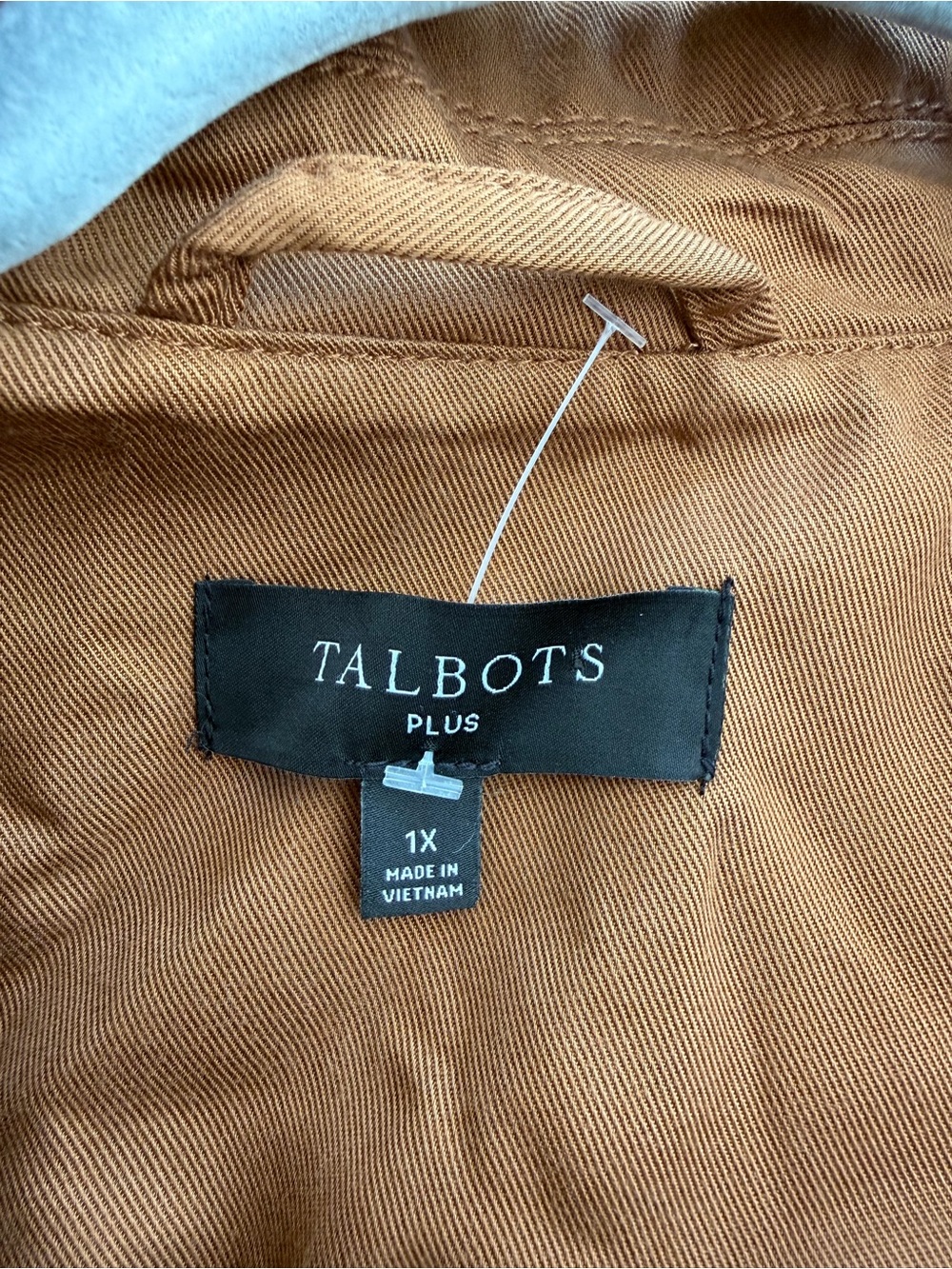 Talbots 1X Tencel Utility Jacket Sierra Brown Cinched Back Pockets - Picture 5 of 6